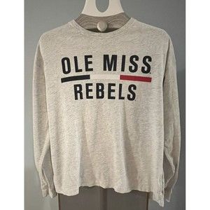 Ole Miss Rebels Long Sleeve T Shirt Grey Gray Size Adult S League - EUC